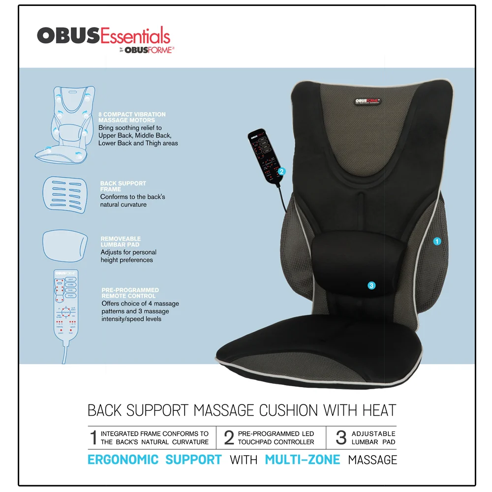 Backrest Support Driver's Seat Cushion with Heat and Massage - Image 4