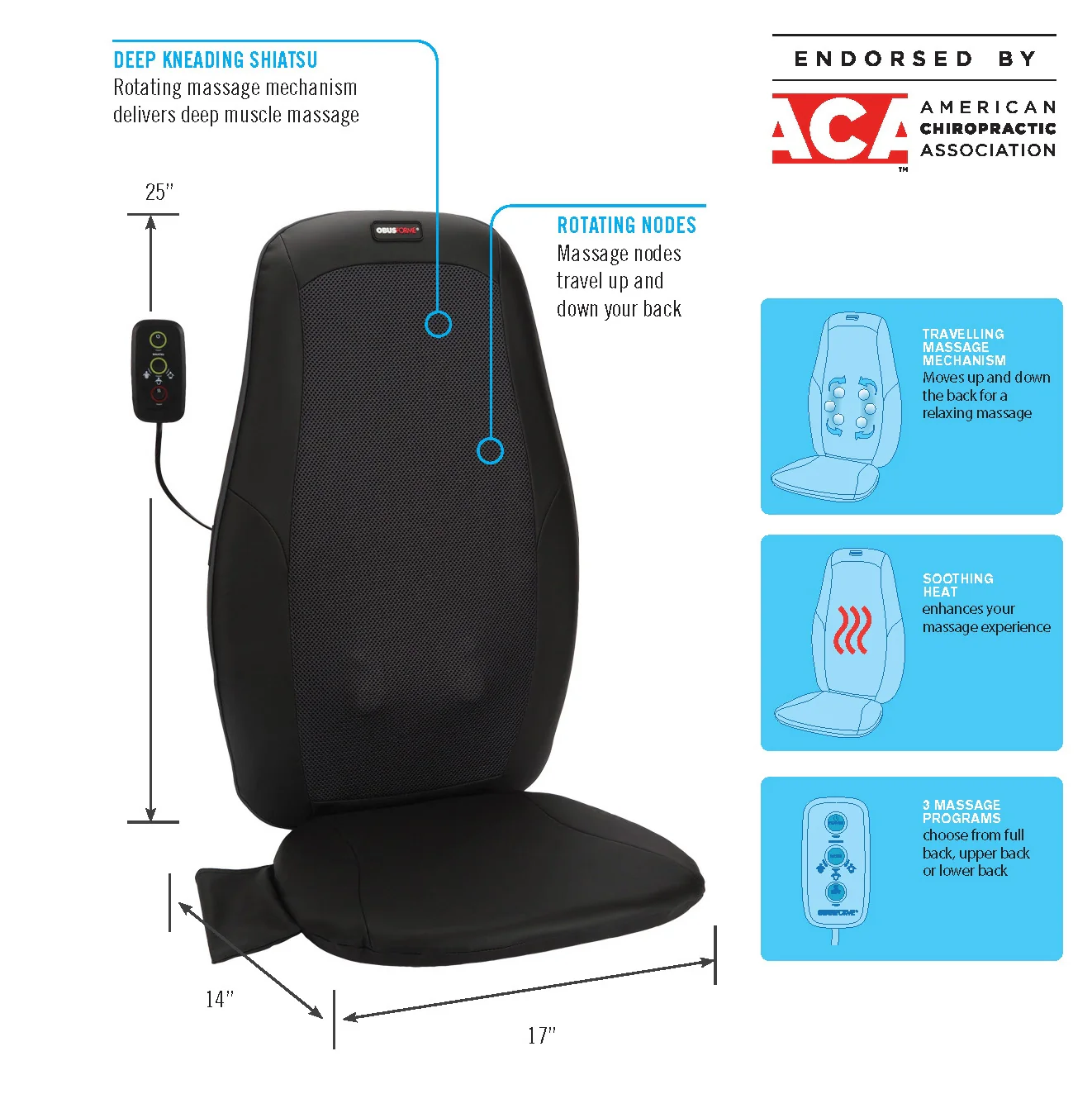 Deep Kneading Shiatsu Massage Cushion with Heat - Image 3