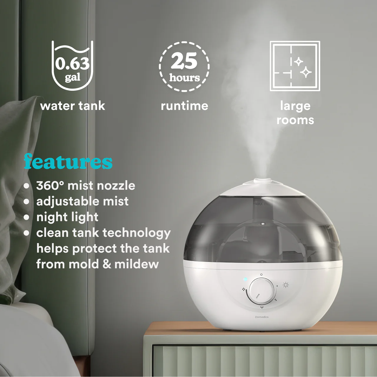 Homedics® Ultrasonic Humidifier CMTF32 - Image 7