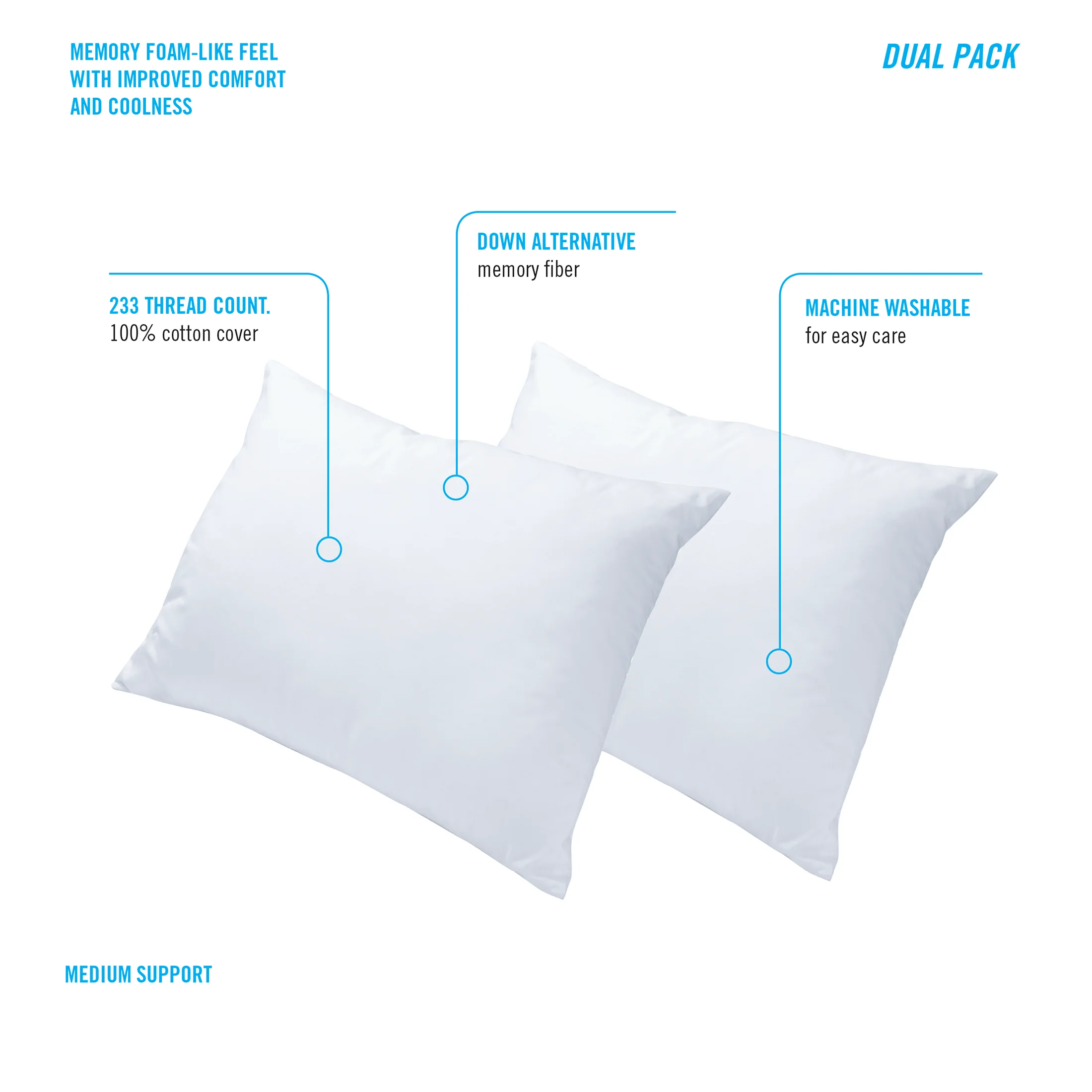 ObusEssentials Fiber Filled Pillow - 2 Pack - Image 2